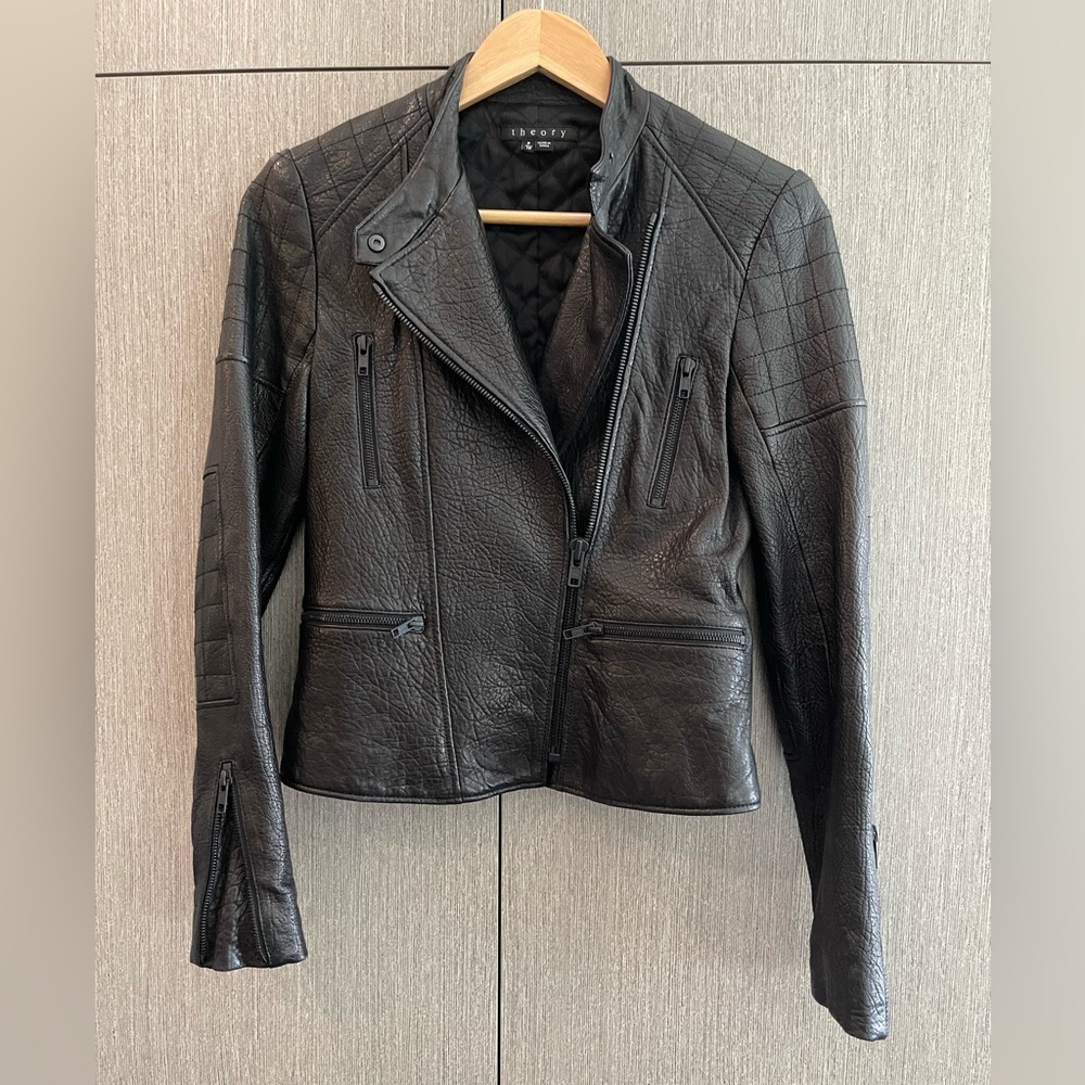 Theory Moto lamb leather jacket. Size small.